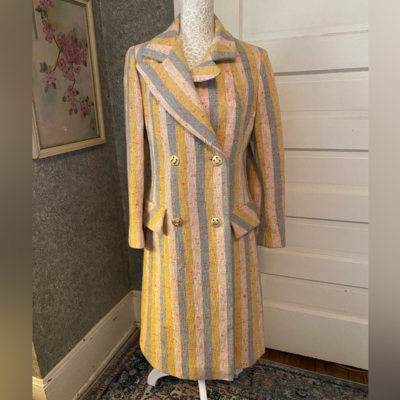Jackets & Blazers - Vintage 60’s Golet striped tweed long coat great condition size small groovy